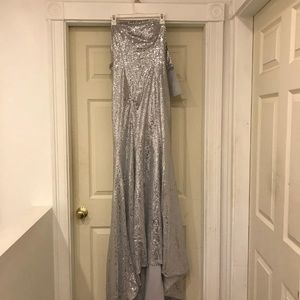 Silver sequins high lo dress